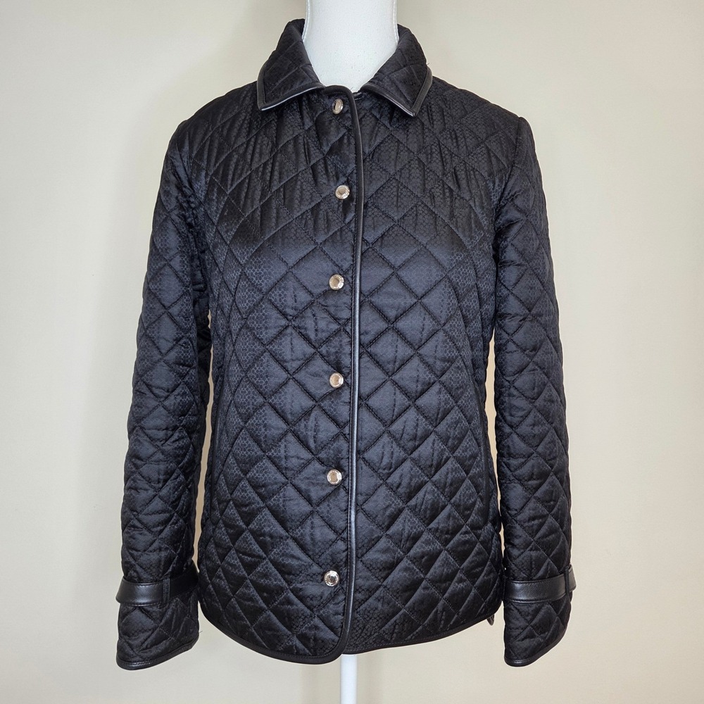 Vintage Y2K Coach Black Quilted Signature C Logo‎ Jacket Leather Trim XS Korea